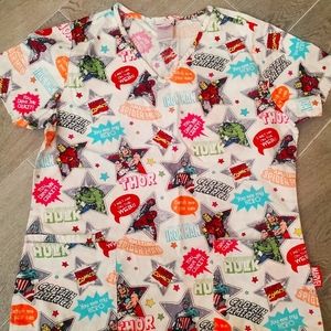 🤩Marvel Comics Nurse Scrub Top S